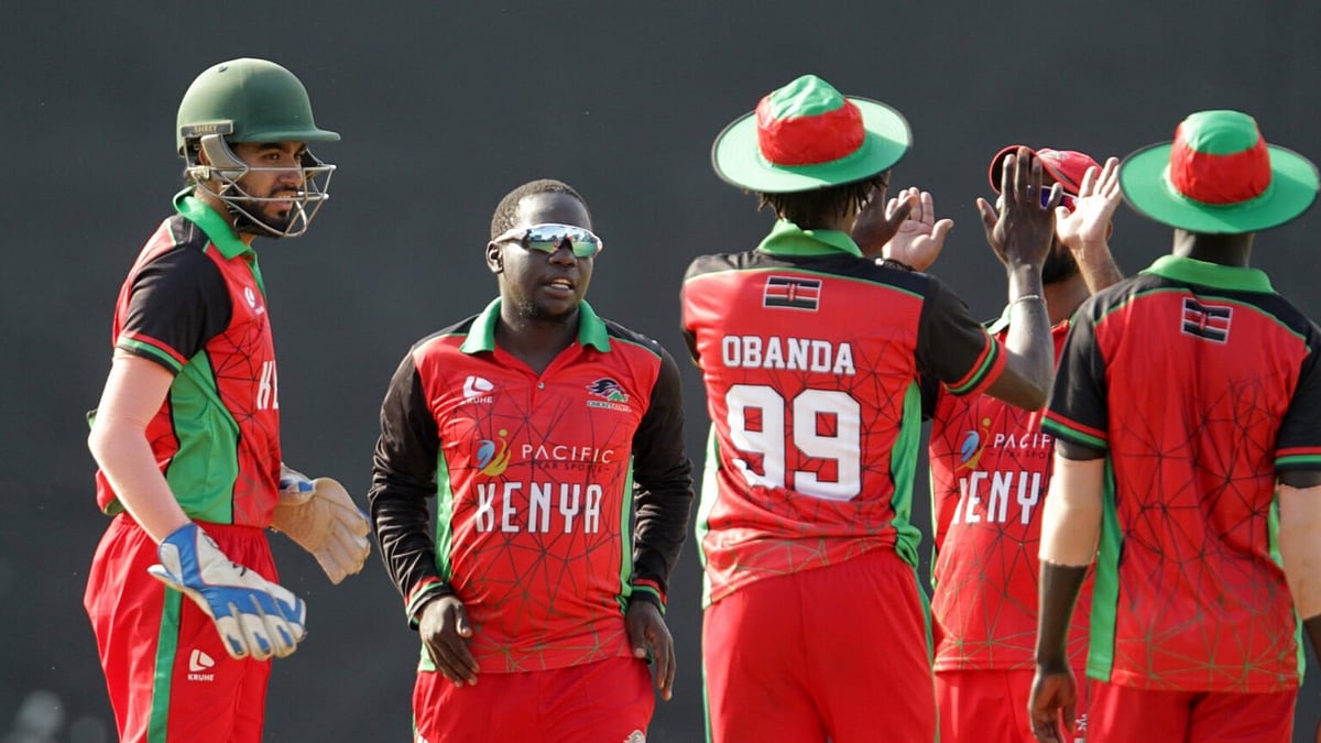 Photo: X/ @OfficialKRU : Kenya national cricket team during a match.